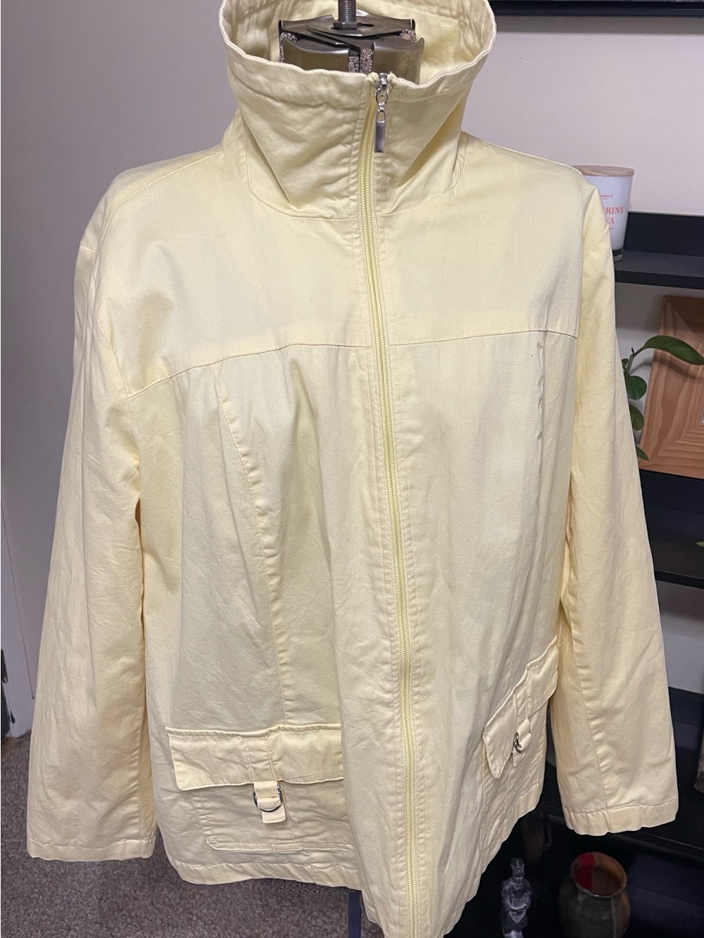 Studio Works Light Butter Yellow Utility Windbreaker Jacket Lined